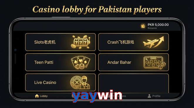 Lobby view of Yaywin for Pakistan users